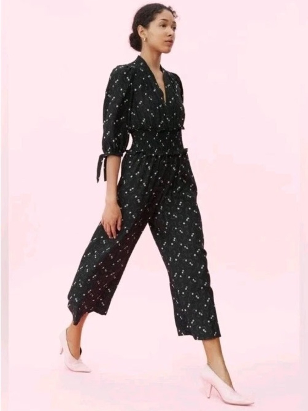 Rebecca Taylor Floral Silk Smocked Waist Jumpsuit Size 6 New Boho - Picture 2 of 10